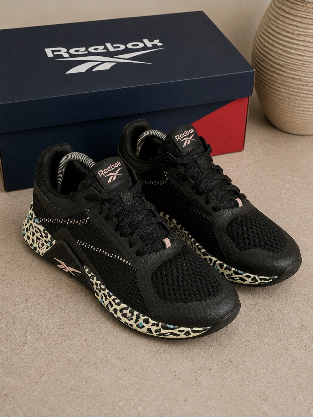 Reebok Black Galaxy 5‎ Leopard Print Running Sneakers Size 7.5